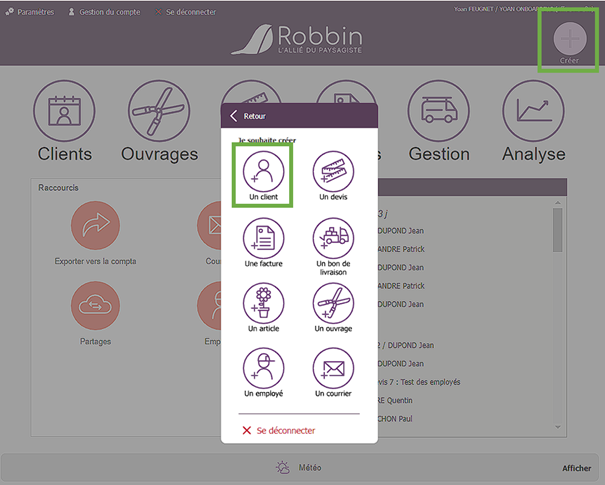 ROBBIN_creer_client-acces-rapide